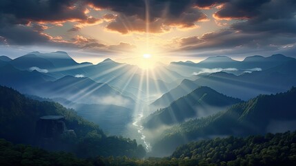 light sun over mountains