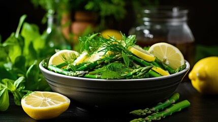 colorful salad asparagus green