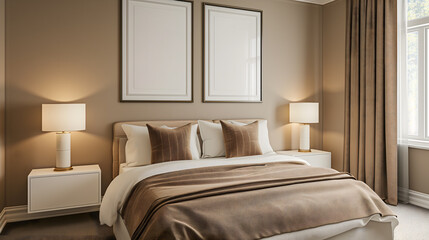 Serene Bedroom Interior Design with Modern Decor and Warm Lighting