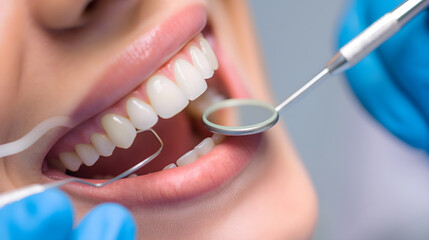 Close-up View of Dental Examination With Healthy White Teeth
