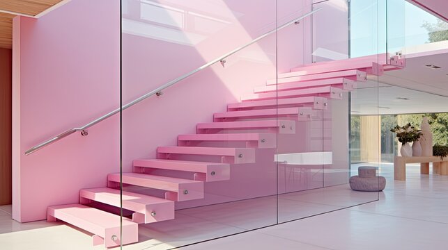sleek pink stairs