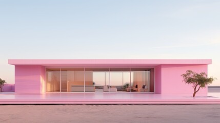 architectural pink home
