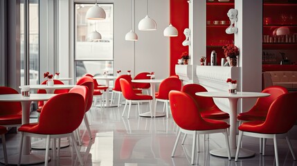 trendy blurred red white interior