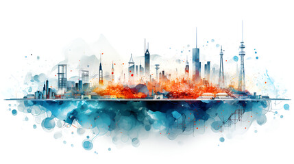 Obraz premium city skyline in watercolor background