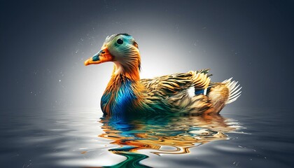 Duck in the colorful water