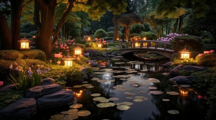 serene lighted garden