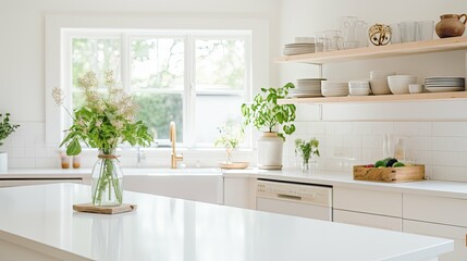 kitchen blurred white interior home