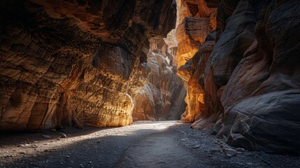 Stone staircase leading up a canyon in the desert