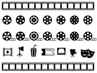 Movie film vector icon collection