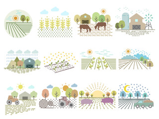 Color vector icon collection about agriculture