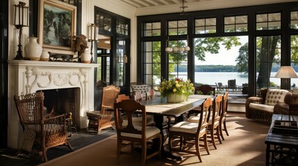 Fototapeta premium serene lake home interior