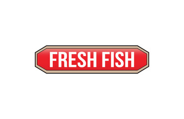 Fresh fish red ribbon label banner.