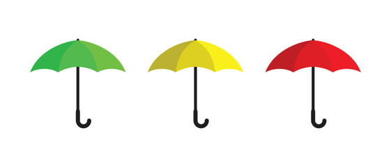 Umbrella icon. Set of umbrellas red yellow and green, from sun and rain, vector illustration. © Тима Рябец