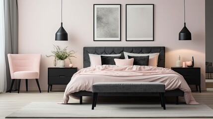 bedroom pastel pink black