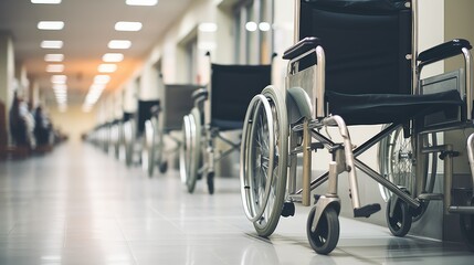 Fototapeta premium rows medical equipment wheel chairs