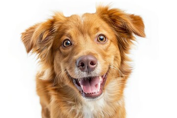 adorable smiling puppy dog with happy expression isolated on white pet portrait