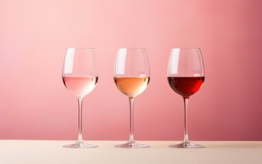 Wine glasses in a row. Ai generative