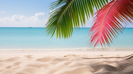 Obraz premium beach palm leaves pink