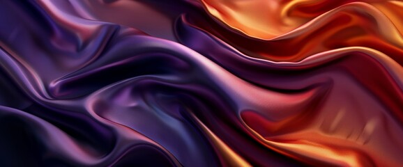 Fototapeta premium Abstract background with colorful smooth waves and satin cloth, elegant fluid design elements in the style of dark purple