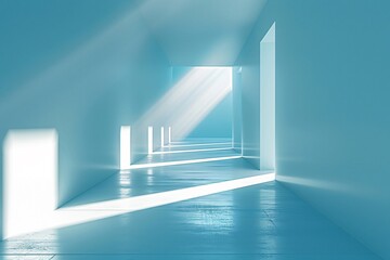 Obraz premium Blue Architectural Space Platform Business Background