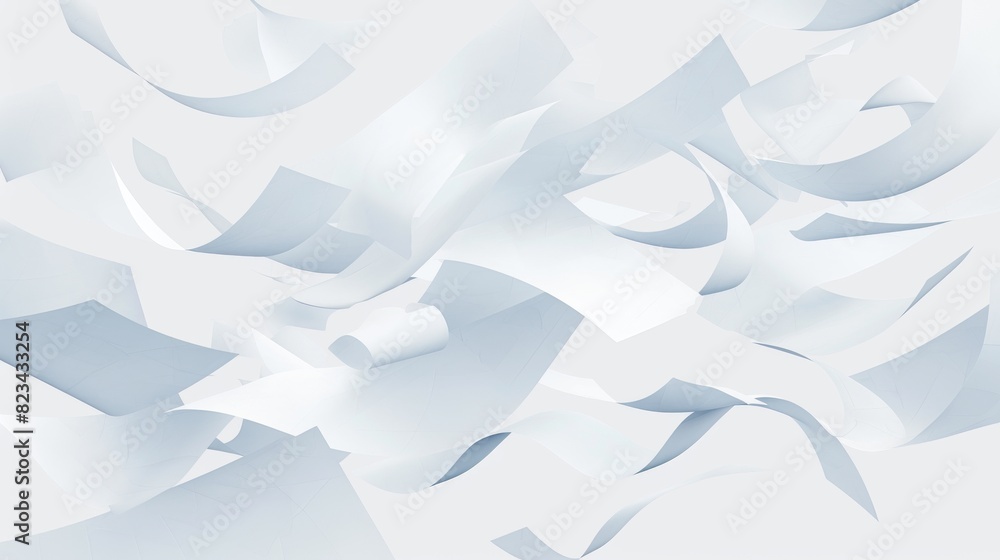 Aufkleber white curved paper sheet flying with wind blowing diagonally on transparent background. realistic 3d