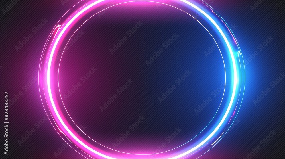 Poster Neon light circle halo with overlay effect on transparent background. Realistic 3D modern illustration set of glow ring and vortex. Abstract circular glow flare with sparkle.