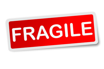 Fragile square sticker isolated on white