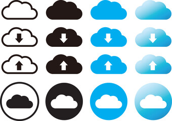 クラウド　アイコン　セット　雲