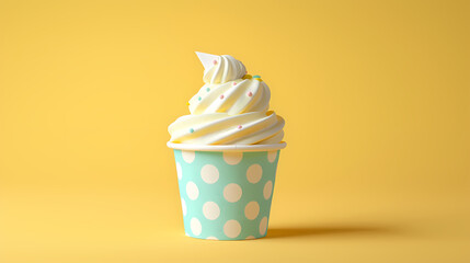 Ice cream in colorful polka dot cups