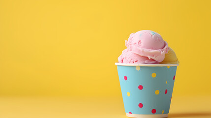 Ice cream in colorful polka dot cups