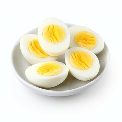 boiled eggs on white background
