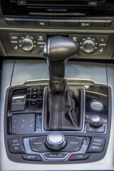 Black gear shift lever with buttons and switches