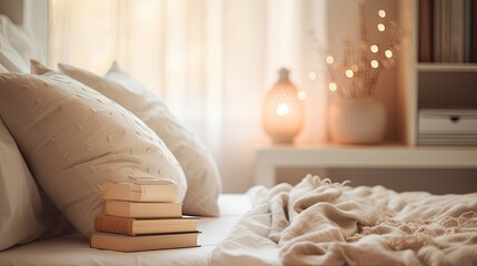 bed blurred interior home background