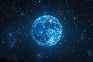 Fototapeta premium Beautiful Blue Moon In The Night Sky Background astronomy space universe star science sky light night