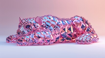 Fototapeta premium Shining Diamond Tiger in 3D - A Playful and Radiant Symbol of Power and Elegance