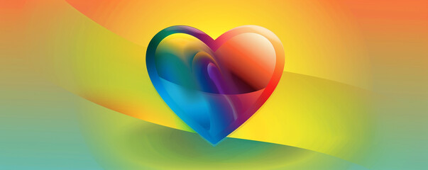 Pride-themed gradient background featuring a heart in vivid rainbow colors, perfect for messages.