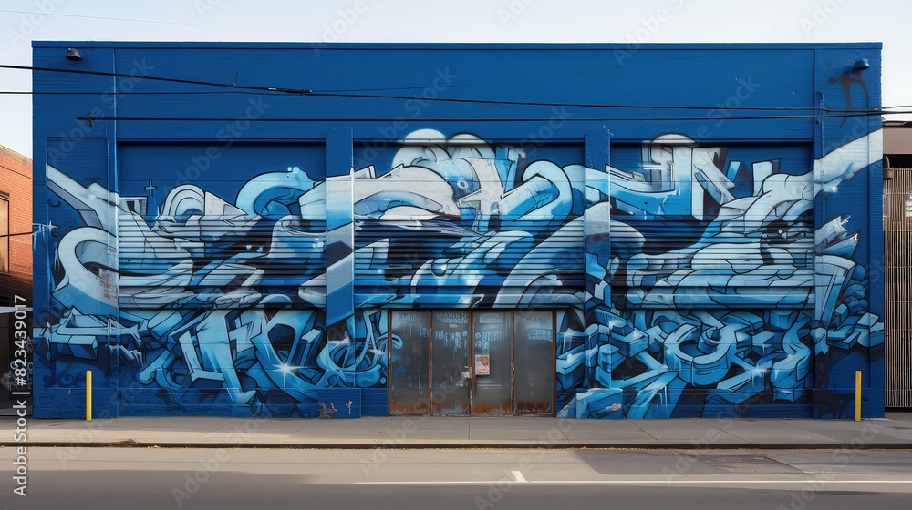 Poster urban blue graffiti