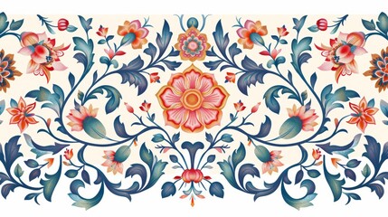 For wedding invitation borders, an ethnic Persian motif in a retro, vintage style is illustrated