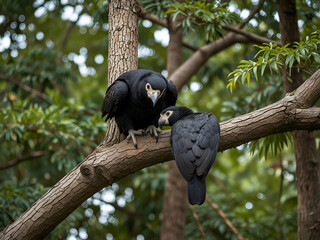 two crows sitting on a tree