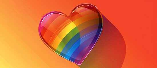 Sweeping rainbow heart illustration on a Pride-themed gradient, ample copyspace.