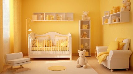 cheerful baby room yellow