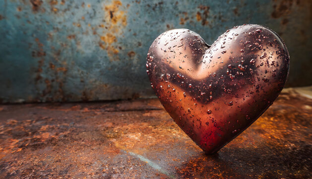 Metallic heart symbol