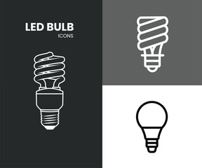 LED light icon vector set