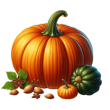 Orange Pumpkin and Small Green Pumpkin with Almond and Herb