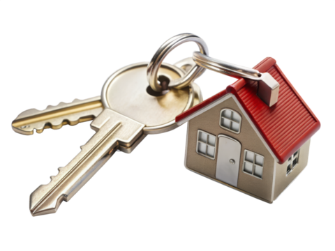 house key with house shaped keychain