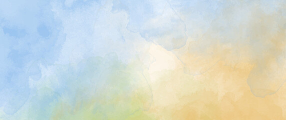 Blue and yellow watercolor vector texture background for poster, cover, banner, flyer, cards. Hand drawn summer illustration for design. Summer minimalistic background. Paper texture. © Maribor