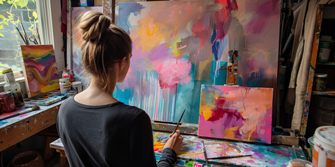 Artistic creativity | Woman painting in studio