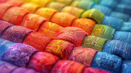 Fototapeta premium Colorful Woven Textile Pattern in Gradient Hues - AI Generative