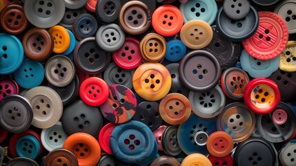 Assorted Colorful Sewing Buttons Close-up - ai generative