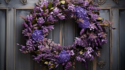 rustic purple flower wreath